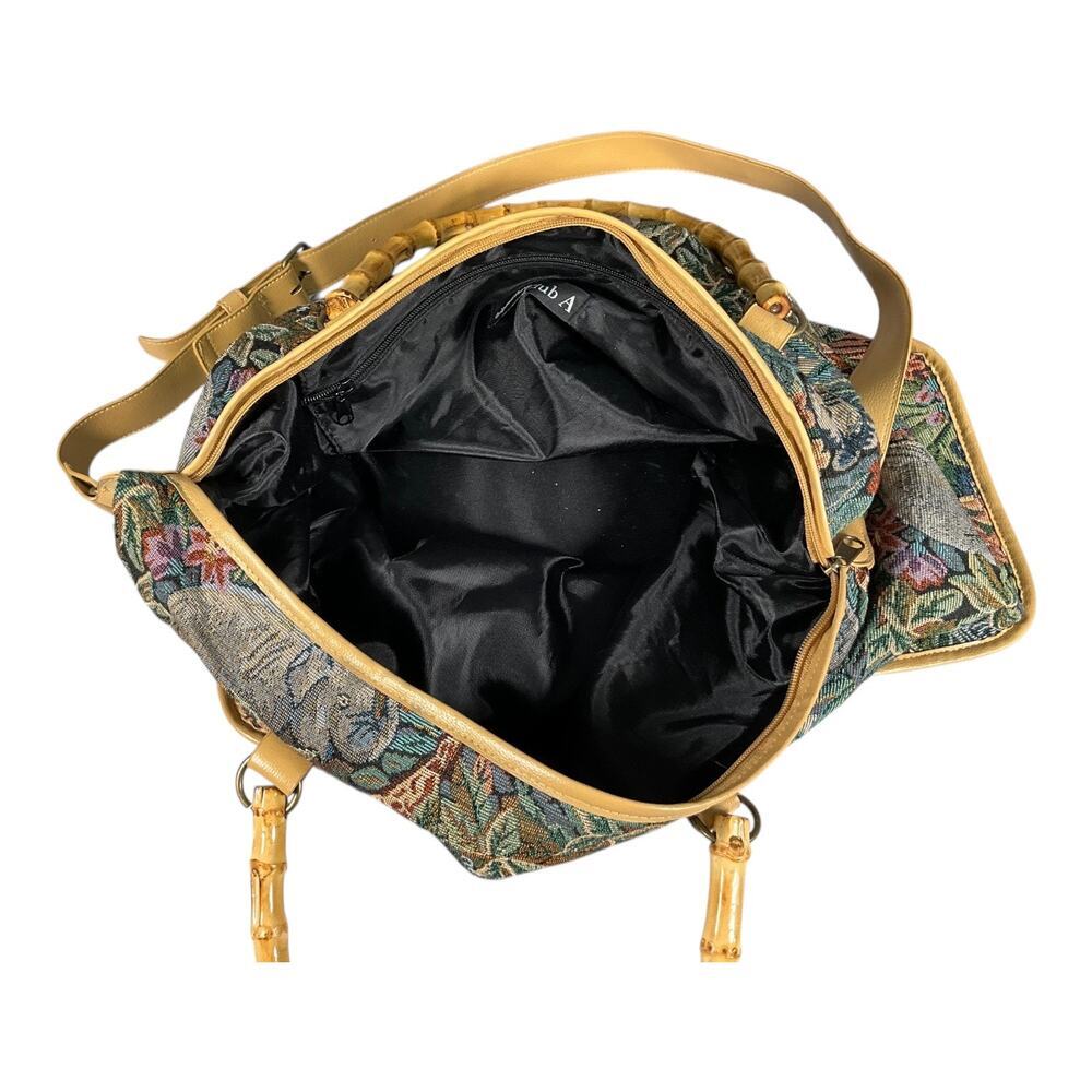 Tapestry Jungle Print Bamboo Handle Tote Bag - Multicolor - Picture 13 of 13